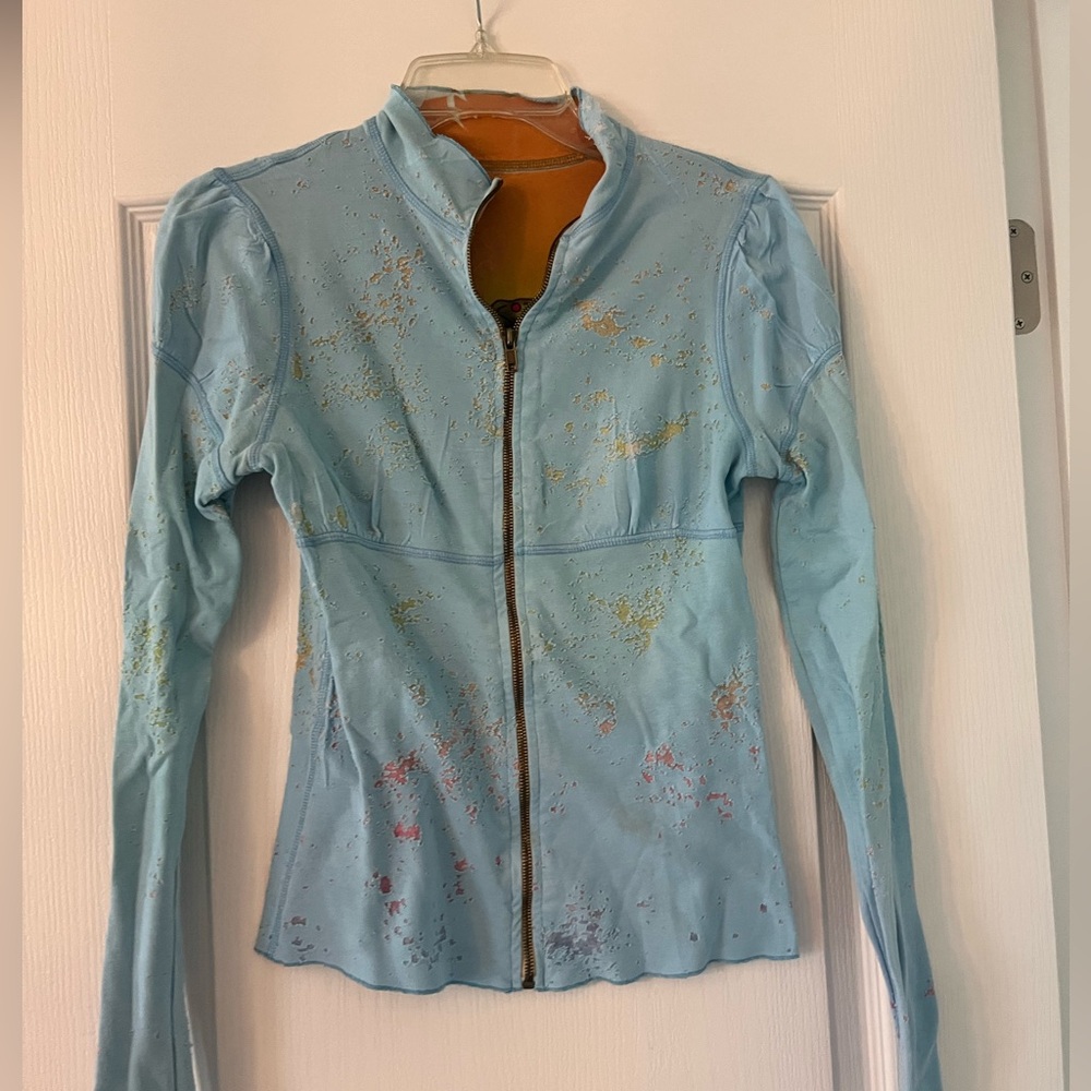 vintage y2k Butterfly Dropout Teal M Hoodie Zipup